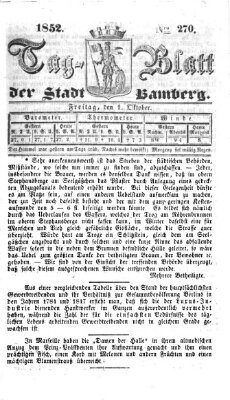 Tag-Blatt der Stadt Bamberg (Bamberger Tagblatt) Freitag 1. Oktober 1852