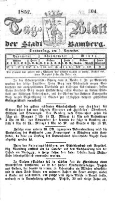 Tag-Blatt der Stadt Bamberg (Bamberger Tagblatt) Donnerstag 4. November 1852