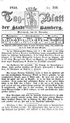 Tag-Blatt der Stadt Bamberg (Bamberger Tagblatt) Mittwoch 10. November 1852