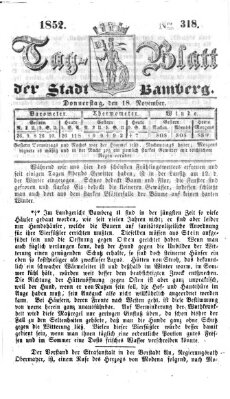 Tag-Blatt der Stadt Bamberg (Bamberger Tagblatt) Donnerstag 18. November 1852