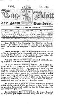 Tag-Blatt der Stadt Bamberg (Bamberger Tagblatt) Dienstag 23. November 1852