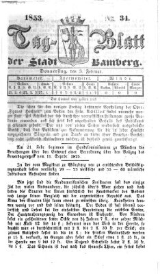 Tag-Blatt der Stadt Bamberg (Bamberger Tagblatt) Donnerstag 3. Februar 1853