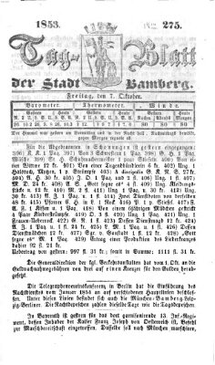 Tag-Blatt der Stadt Bamberg (Bamberger Tagblatt) Freitag 7. Oktober 1853
