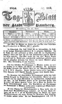 Tag-Blatt der Stadt Bamberg (Bamberger Tagblatt) Dienstag 25. April 1854
