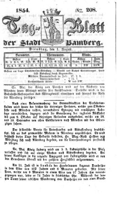Tag-Blatt der Stadt Bamberg (Bamberger Tagblatt) Dienstag 1. August 1854