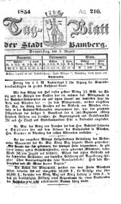 Tag-Blatt der Stadt Bamberg (Bamberger Tagblatt) Donnerstag 3. August 1854