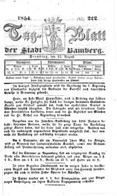 Tag-Blatt der Stadt Bamberg (Bamberger Tagblatt) Dienstag 15. August 1854