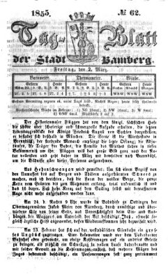 Tag-Blatt der Stadt Bamberg (Bamberger Tagblatt) Freitag 2. März 1855