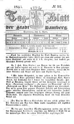Tag-Blatt der Stadt Bamberg (Bamberger Tagblatt) Sonntag 1. April 1855