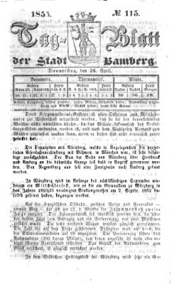 Tag-Blatt der Stadt Bamberg (Bamberger Tagblatt) Donnerstag 26. April 1855