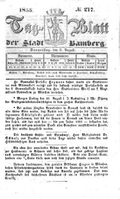 Tag-Blatt der Stadt Bamberg (Bamberger Tagblatt) Donnerstag 9. August 1855