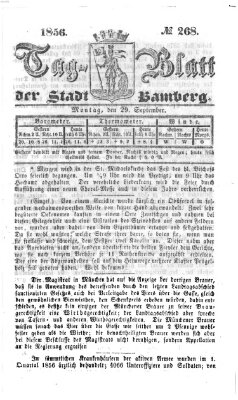 Tag-Blatt der Stadt Bamberg (Bamberger Tagblatt) Montag 29. September 1856