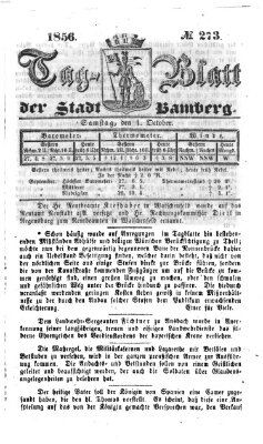 Tag-Blatt der Stadt Bamberg (Bamberger Tagblatt) Samstag 4. Oktober 1856