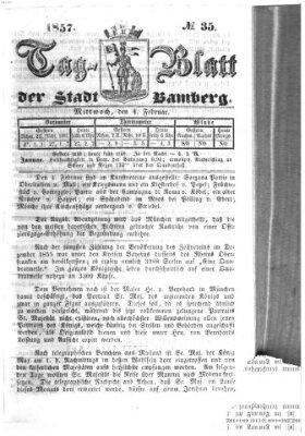 Tag-Blatt der Stadt Bamberg (Bamberger Tagblatt) Mittwoch 4. Februar 1857