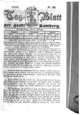 Tag-Blatt der Stadt Bamberg (Bamberger Tagblatt) Donnerstag 5. Februar 1857