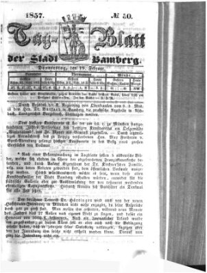Tag-Blatt der Stadt Bamberg (Bamberger Tagblatt) Donnerstag 19. Februar 1857