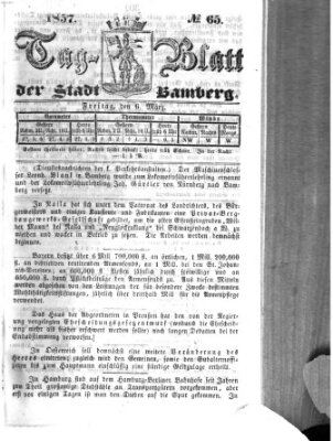 Tag-Blatt der Stadt Bamberg (Bamberger Tagblatt) Freitag 6. März 1857