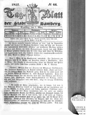 Tag-Blatt der Stadt Bamberg (Bamberger Tagblatt) Samstag 7. März 1857