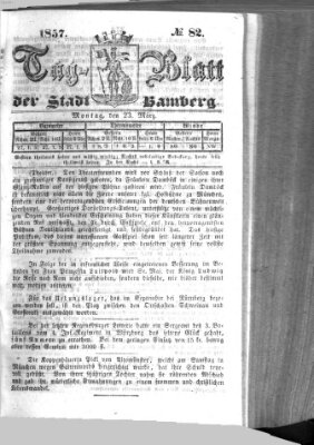 Tag-Blatt der Stadt Bamberg (Bamberger Tagblatt) Montag 23. März 1857