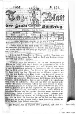 Tag-Blatt der Stadt Bamberg (Bamberger Tagblatt) Samstag 6. Juni 1857