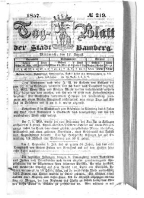 Tag-Blatt der Stadt Bamberg (Bamberger Tagblatt) Mittwoch 12. August 1857