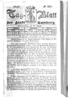 Tag-Blatt der Stadt Bamberg (Bamberger Tagblatt) Donnerstag 20. August 1857