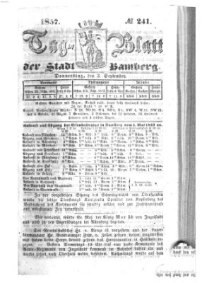 Tag-Blatt der Stadt Bamberg (Bamberger Tagblatt) Donnerstag 3. September 1857