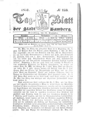 Tag-Blatt der Stadt Bamberg (Bamberger Tagblatt) Dienstag 15. September 1857