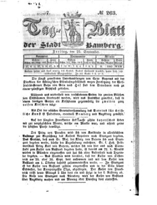 Tag-Blatt der Stadt Bamberg (Bamberger Tagblatt) Freitag 25. September 1857