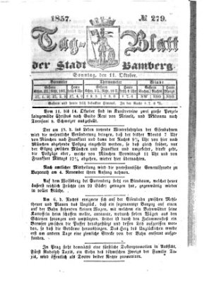 Tag-Blatt der Stadt Bamberg (Bamberger Tagblatt) Sonntag 11. Oktober 1857