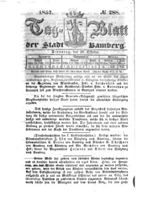 Tag-Blatt der Stadt Bamberg (Bamberger Tagblatt) Dienstag 20. Oktober 1857