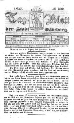 Tag-Blatt der Stadt Bamberg (Bamberger Tagblatt) Dienstag 3. November 1857