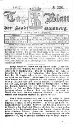 Tag-Blatt der Stadt Bamberg (Bamberger Tagblatt) Dienstag 1. Dezember 1857