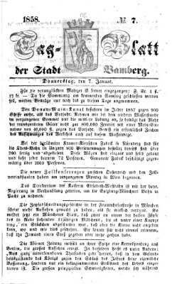 Tag-Blatt der Stadt Bamberg (Bamberger Tagblatt) Donnerstag 7. Januar 1858