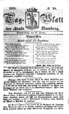 Tag-Blatt der Stadt Bamberg (Bamberger Tagblatt) Donnerstag 28. Januar 1858