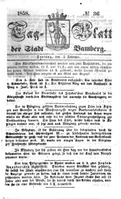 Tag-Blatt der Stadt Bamberg (Bamberger Tagblatt) Freitag 5. Februar 1858