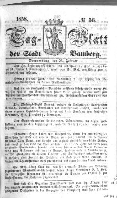Tag-Blatt der Stadt Bamberg (Bamberger Tagblatt) Donnerstag 25. Februar 1858