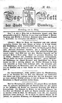 Tag-Blatt der Stadt Bamberg (Bamberger Tagblatt) Samstag 6. März 1858