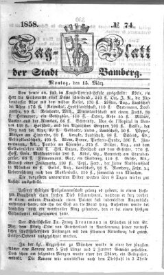 Tag-Blatt der Stadt Bamberg (Bamberger Tagblatt) Montag 15. März 1858