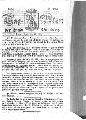 Tag-Blatt der Stadt Bamberg (Bamberger Tagblatt) Donnerstag 20. Mai 1858