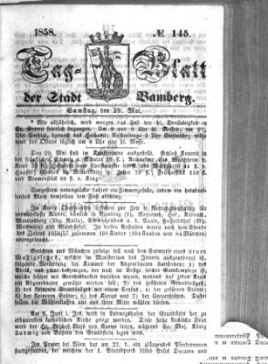 Tag-Blatt der Stadt Bamberg (Bamberger Tagblatt) Samstag 29. Mai 1858