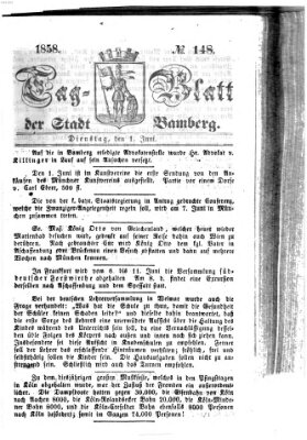 Tag-Blatt der Stadt Bamberg (Bamberger Tagblatt) Dienstag 1. Juni 1858