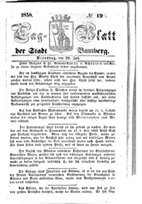 Tag-Blatt der Stadt Bamberg (Bamberger Tagblatt) Dienstag 20. Juli 1858