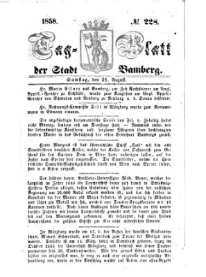 Tag-Blatt der Stadt Bamberg (Bamberger Tagblatt) Samstag 21. August 1858