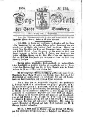 Tag-Blatt der Stadt Bamberg (Bamberger Tagblatt) Mittwoch 1. September 1858