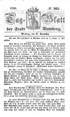 Tag-Blatt der Stadt Bamberg (Bamberger Tagblatt) Montag 27. September 1858