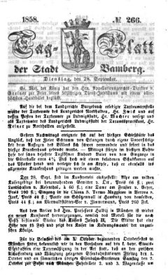 Tag-Blatt der Stadt Bamberg (Bamberger Tagblatt) Dienstag 28. September 1858