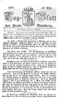 Tag-Blatt der Stadt Bamberg (Bamberger Tagblatt) Freitag 15. Oktober 1858