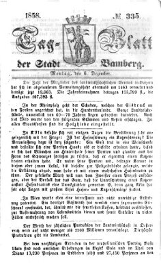 Tag-Blatt der Stadt Bamberg (Bamberger Tagblatt) Montag 6. Dezember 1858