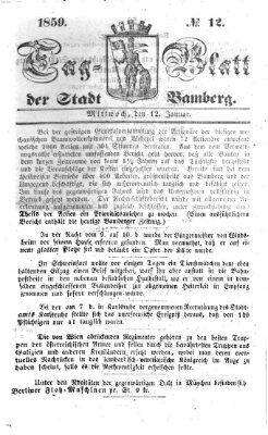 Tag-Blatt der Stadt Bamberg (Bamberger Tagblatt) Mittwoch 12. Januar 1859